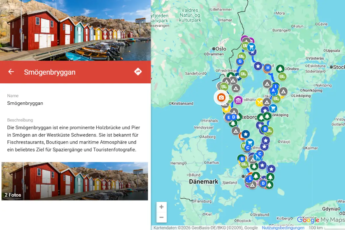 hejanord reiseroute südschweden west karte digitale Reiseroute Südschweden West Karte - hejanord